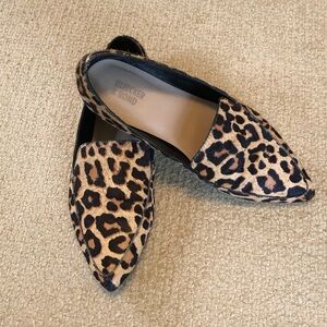 Bleecker and Bond animal print calf-hair  loafers.